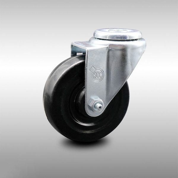 4 Inch SS Hard Rubber Wheel Swivel Bolt Hole Caster